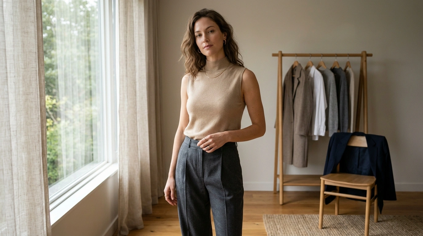 Silk–Cashmere Sleeveless Mock Neck Tank: Styling + Care