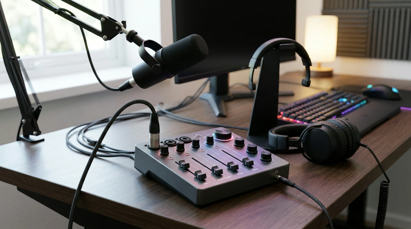 4-Channel RGB XLR Audio Mixer for Streaming & Podcasts