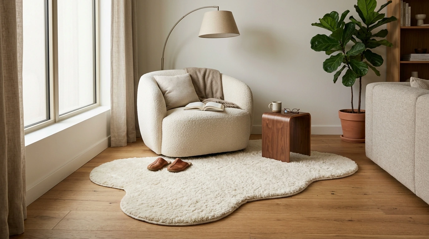 Irregular Shaped Fluffy Rug: Placement, Sizing & Care