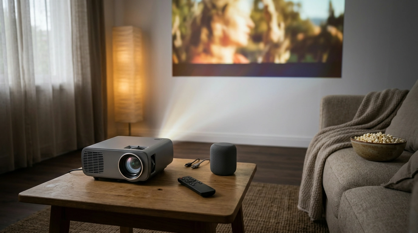 Mini HD Projector with Android TV: 200-inch Streaming