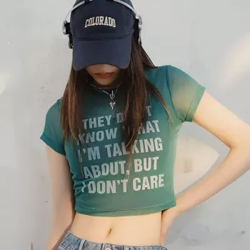 Retro Sheer Mesh Crop Top: Slim, Breathable Summer Tee